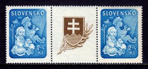 Slovakia - Scott #B27 - Strip of 2 with label - MNH - See desc. - SCV $6.00