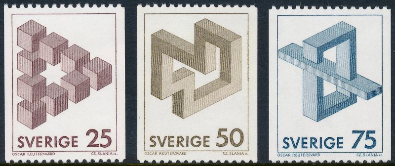 Sweden 1982 Impossible Figures Set of 3 SG1105-1107 MNH 2