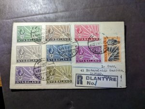 1938 Registered British Nyasaland Cover Blantyre to Ilford England