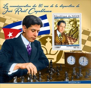 NIGER - 2022 - Jose Raul Capablanca - Perf Souv Sheet - Mint Never Hinged