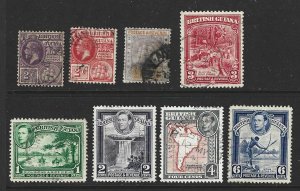 British Guiana Used Min Lot of 8 Different Stamps 2017 CV $2.90