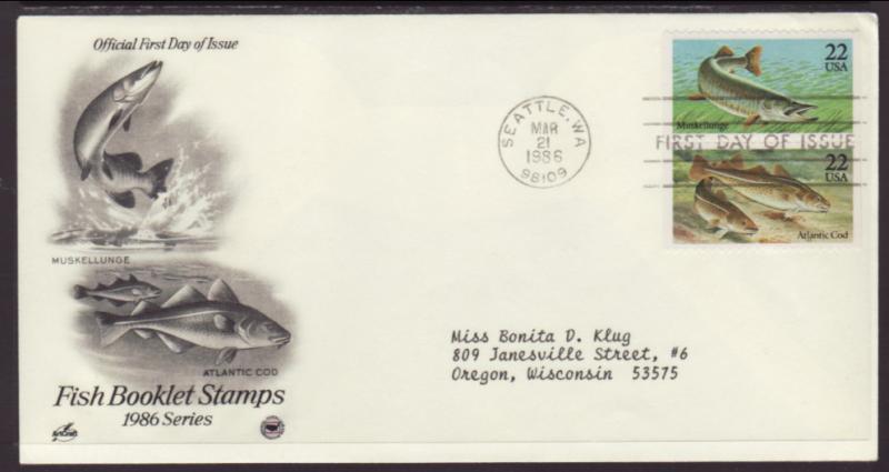 US Muskellunge Fish 1986 PCS Typed FDC BIN