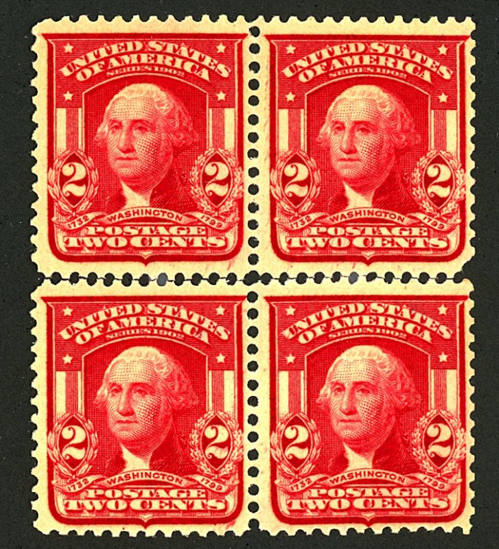 U.S. #319f MINT LINE BLOCK OF 4 OG HR SLIGHT PERF SEPERATIONS ON LEFT SIDE