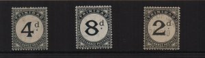 Trinidad 1885-1923 Postage Dues 2d, 4d & 8d, 2 mounted mint 1 used