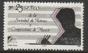 MEXICO 1608, LYRICISTS AND COMPOSERS SOCIETY, 25th ANNIV. MINT, NH. VF.