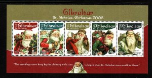 Gibraltar-Sc#1065a-unused NH sheet-Christmas-Santa Claus-2006-