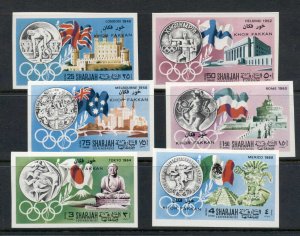 Khor Fakkan 1968 Mi#164-169b History of the Olympic Games IMPERF MUH