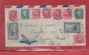 Registered Peace Issue cover to CHILE airmail 1951 Canada cover