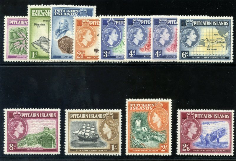 Pitcairn Islands 1957 QEII set complete superb MNH. SG 18-28. Sc 20-31.