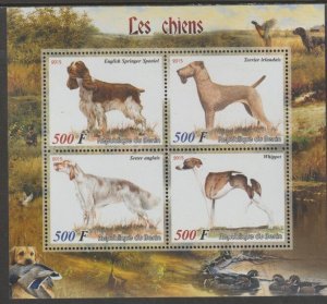 BENIN - 2015 - Dogs - Perf 4v Sheet  - MNH - Private Issue