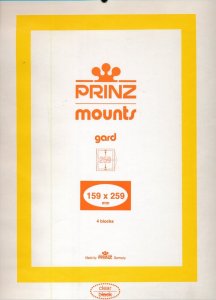 Prinz SCOTT Stamp Mount 159/259mm - CLEAR - Pack of 4 (159x259 159mm) PRECUT-OLD