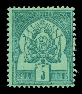 French Colonies - TUNISIA 1888 Coat of Arms 5c green, greenish Sc # 3 mint MH VF