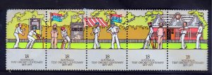 Australia 1977 Sc#665a+666 CRICKET MATCH Strip of 5 +1 value MNH