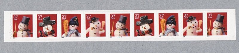 PNC9 37c Snowmen Linerless SA G1112 US 3683a MNH F-VF