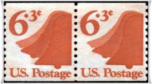 SC#1518 6.3¢ Liberty Bell Coil Pair MNH 