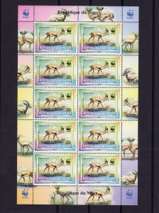 Niger 1998 WWF DORCAS GAZELLE (4) Sheet 10v Perforated Mint (NH)