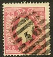 PORTUGAL 1870-84 25r King Luiz Issue Sc 41d USED NW Corner Perf Crease