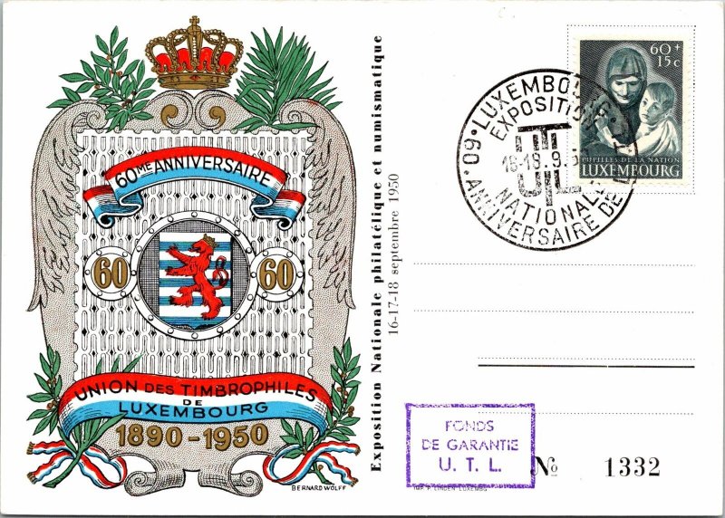 Luxembourg FDC 1950 - 60th Anniversary Union Of Timbrophiles - F29042 