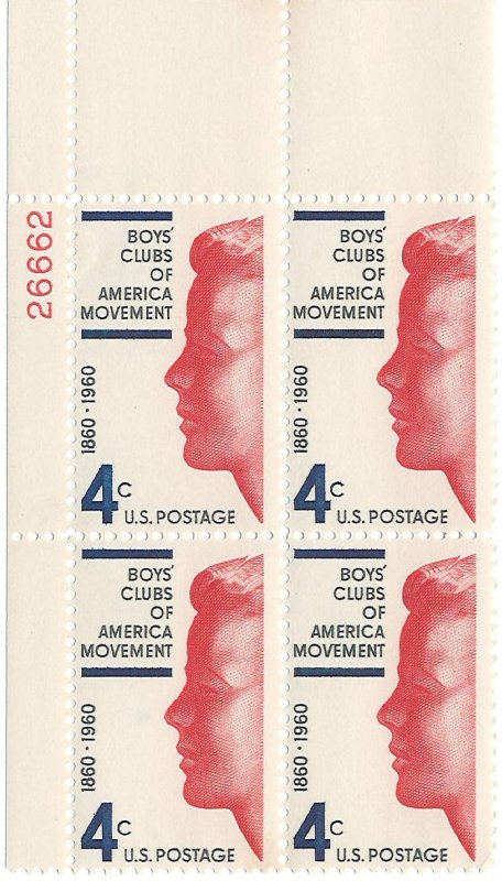 1163: Boys Clubs of America - Plate Block - MNH - 26662-UL