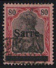 Saar #16 (Mi. 16) Cat€340, 1920 80pf lake and black, used, signed Burger