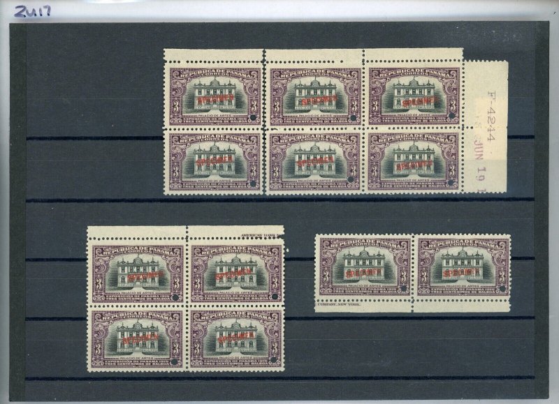PANAMA Stamp 3c ABNCo *F4244* SPECIMEN (1915) Three Blocks{12} Mint MNH ZU17