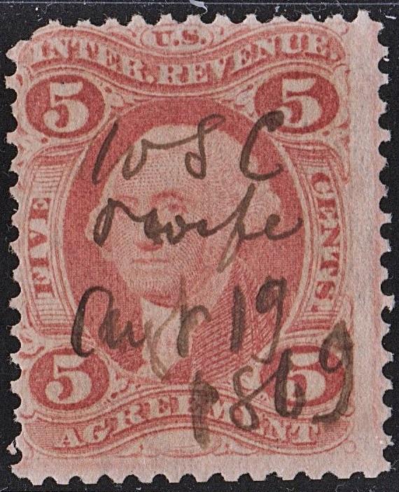 R23c 5¢ Revenue: Agreement (1862) Used