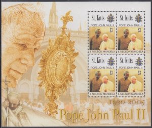 ST KITTS Sc # 637.1 CPL MNH SET SHEET of 4 - POPE JOHN PAUL II w/NELSON MANDELA