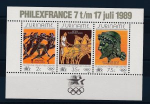 [SU633] Suriname Surinam 1989 Olympics La Philex France OVP Souvenir Sh. MNH