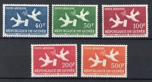 GUINEA 1959 Airmail, Doves with Letter & Olive (5v Cpt) MNH CV$14
