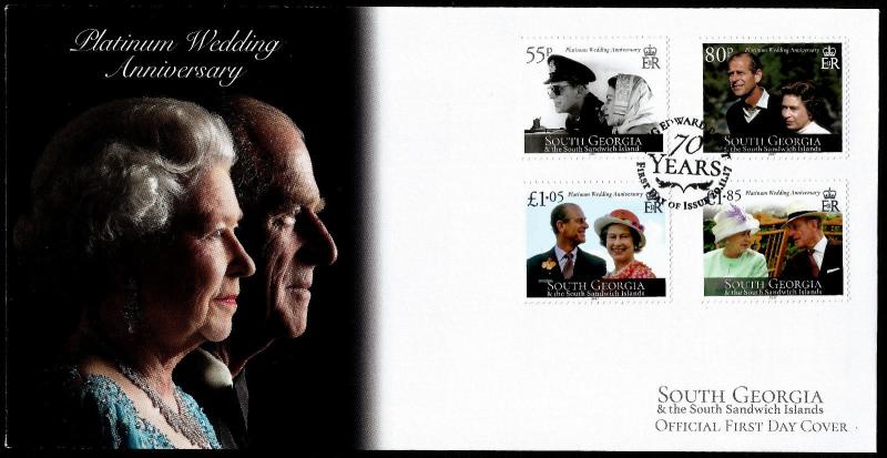 South Georgia 2017 FDC Queen's Platinum Wedding Anniversary Cover Stamps