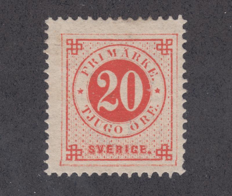 Sweden Sc 46 MOG. 1886 20ö vermilion Numeral with Post Horn on back