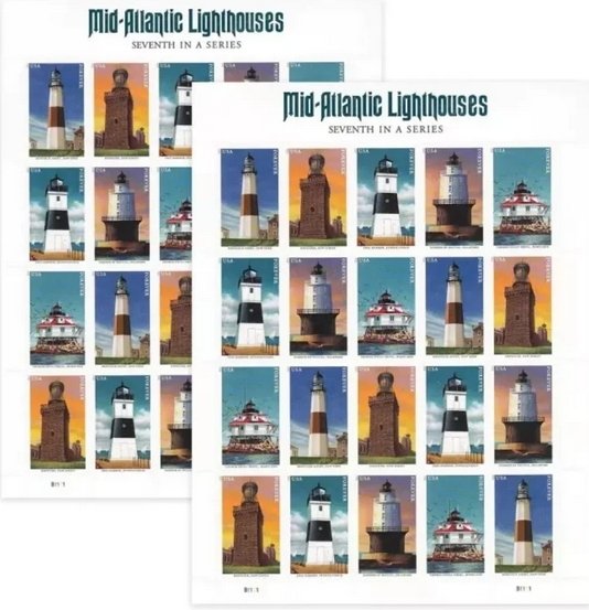 Mid Atlantic Lighthouses 2021 Forever stamps 2 sheets total 40 stamps