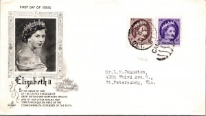 Canada 1954 FDC Elizabeth II - Niagara Falls, Ont - Pair - F76823