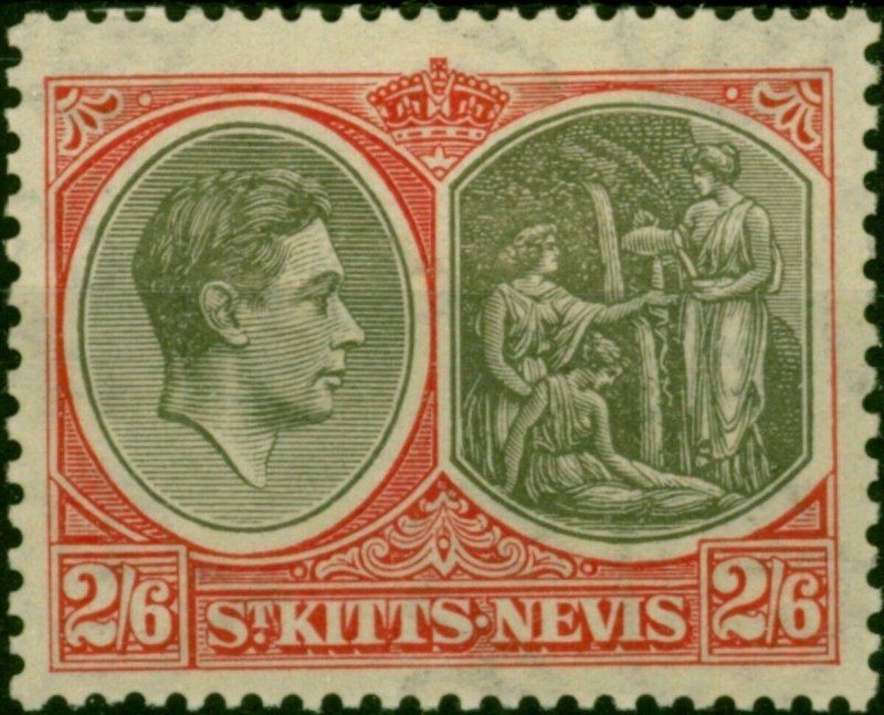 St Kitts Nevis 1938 2s6d Black & Scarlet SG76 Good MM