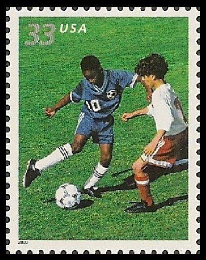 US 3401 Youth Team Sports Soccer 33c single (1 stamp) MNH 2000