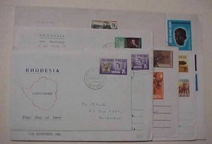 RHODESIA FDC 10 DIFF. 1960-1975  THREE ARE REGISTERED CACHET ADDRESSED