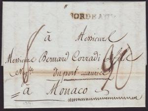 FRANCE TO MONACO 1791 cover - folded entire letter - early inwards item.....6638