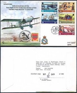 B18d Handley Page Heyford Bearing set of Jersey World Communication Stamps