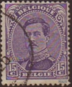 Belgium 1915 Sc#113, SG#174 15c Purple King Albert I USED-Fine-NH.