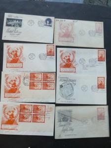 EDW1949SELL : U.N. Nice lot of cachet FDC incl 4 Sc #38, 2+ Sc #1-11 & much more