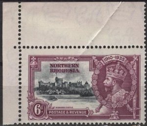 Northern Rhodesia 21 (mnh, crease) 6p Silver Jubilee, brt vio & indigo (1935)