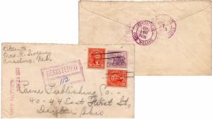 United States Nebraska Arnold Registered 1933 violet double ring  3c NRA and ...