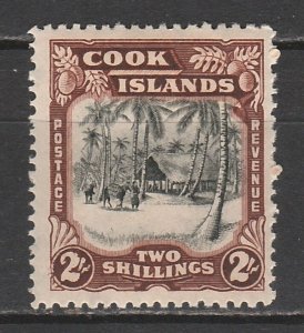 COOK ISLANDS 1938 HUT PALM TREES 2/- WMK SINGLE STAR NZ