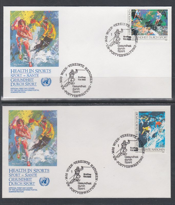 UN Vienna 84-85 Sports UN Postal Administration U/A Set of Two FDC