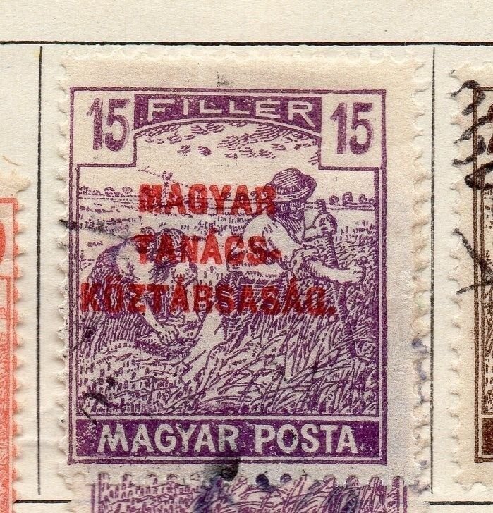 Hungary 1919 Early Issue Fine Used 15f. Optd 087778 