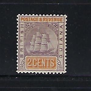 BRITISH GUIANA SCOTT #132 1889-1903 SHIP 2C (LILAC/ORANGE) WMK 2- MINT LH