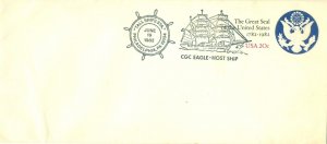 SCOTT # U602 BUSINESS ENVELOPE, CGC EAGLE, TALL SHIPS STATION, GREAT PRICE!