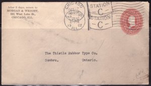 F2096   UNITED STATES   Postal Stationary # U362      Washington Double Cancel