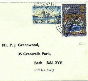 ST.LUCIA & GB MIXED FRANKING Transatlantic Cover 1970 Bath {samwells-covers}AB45