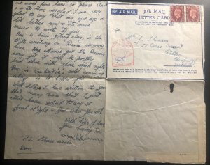 1941 HM Ship British Royal Navy Air Letter Censored Cover To Edinburgh Scotland